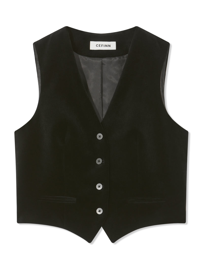 Winona Velvet Waistcoat - Black