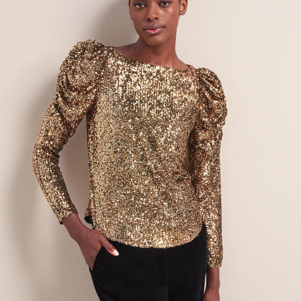 Gold sequin top sales