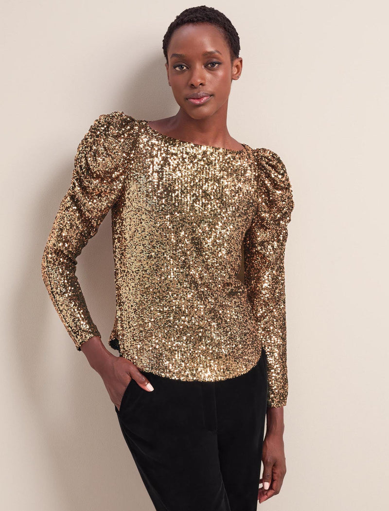 Cecile Sequin Blouse Gold