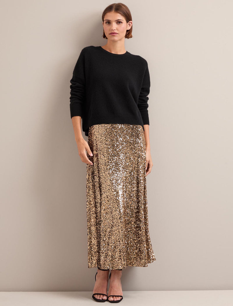 Scarlett Sequin Maxi Skirt Gold
