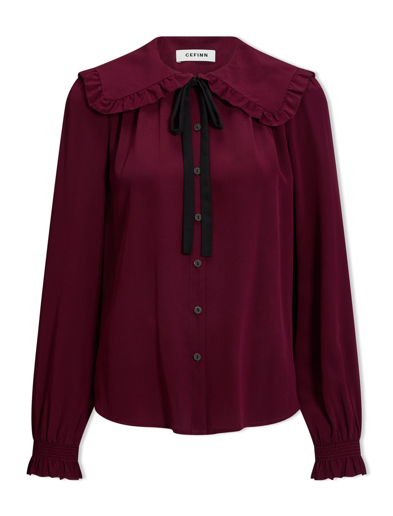 Vera Silk Blouse - Burgundy