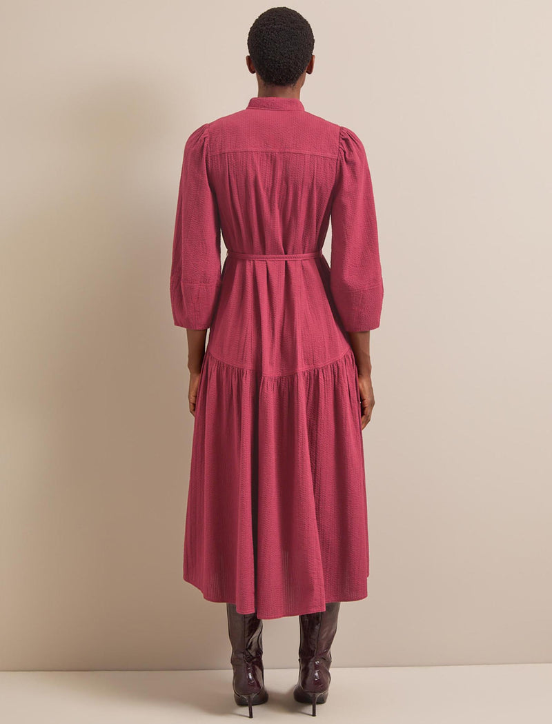 Elsie Seersucker Maxi Dress  - Burgundy