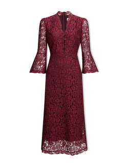 Adeline Lace Maxi Dress - Burgundy
