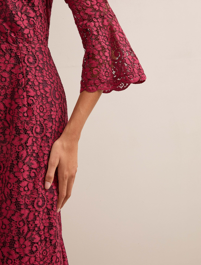 Adeline Lace Maxi Dress - Burgundy