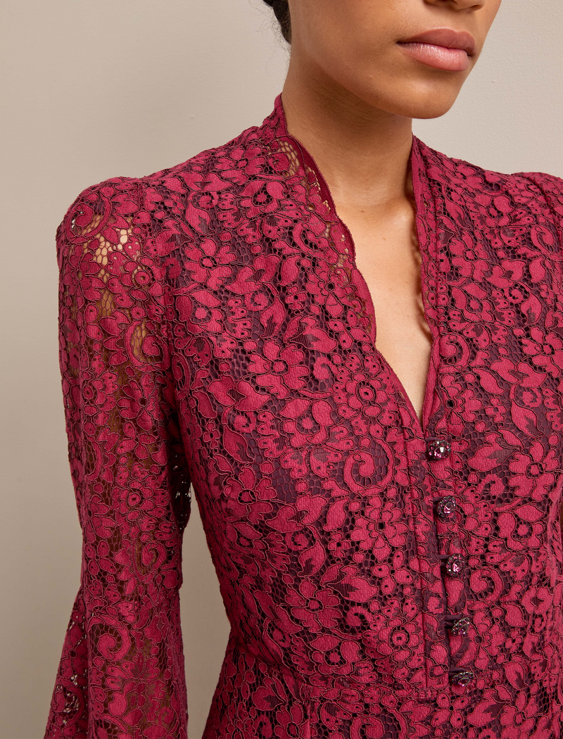 Adeline Lace Maxi Dress - Burgundy