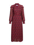 Arabella Fil Coupé Maxi Dress - Rust Burgundy Carnation Print
