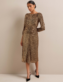 Monique Sequin Midi Dress - Gold