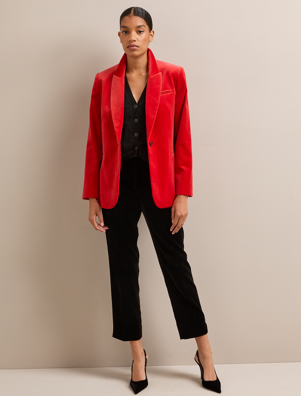Jamie Velvet Blazer - Dark Orange