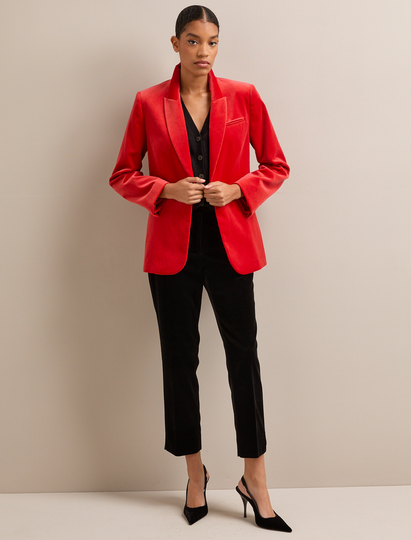 Jamie Velvet Blazer - Dark Orange