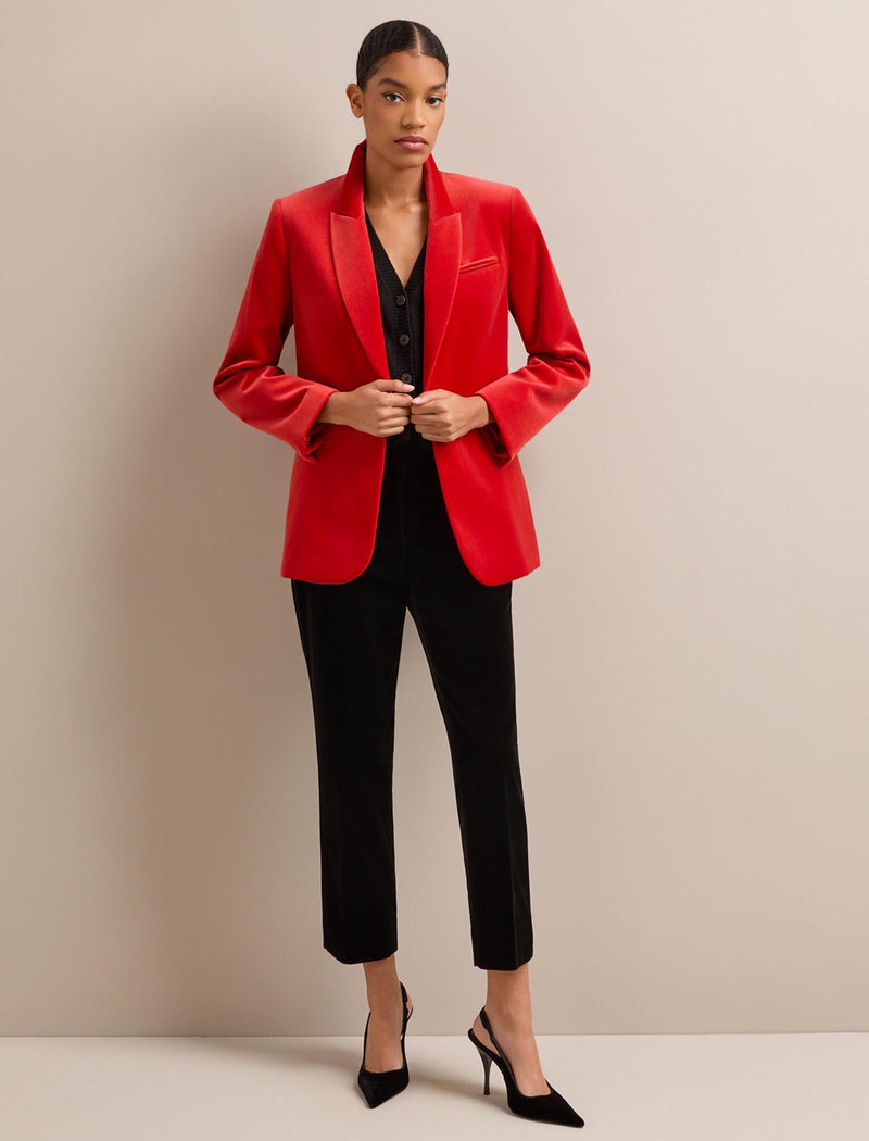 Jamie Velvet Blazer - Dark Orange