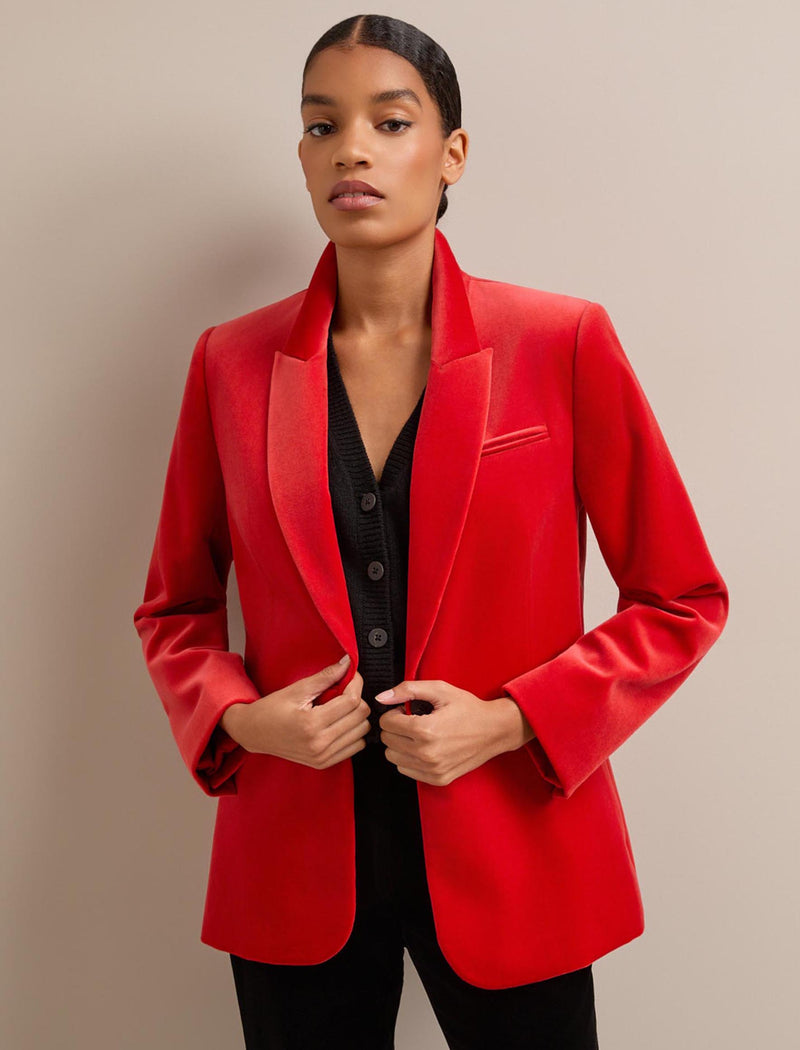 Jamie Velvet Blazer - Dark Orange