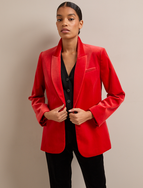 Jamie Velvet Blazer - Dark Orange