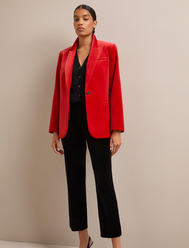 Jamie Velvet Blazer - Dark Orange