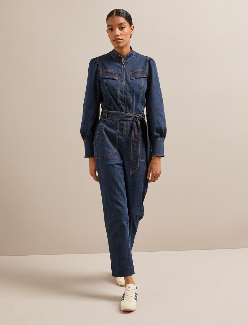 Caroline Denim Stretch Jumpsuit - Dark Blue