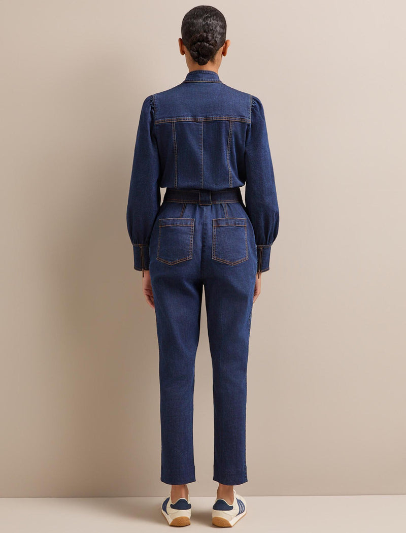 Caroline Denim Stretch Jumpsuit - Dark Blue