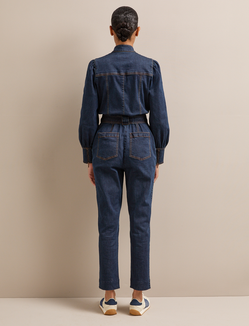 Caroline Denim Stretch Jumpsuit - Dark Blue