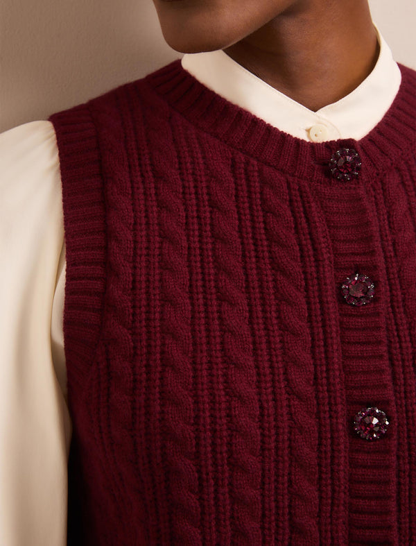 Meryl Cashmere Cable Knit - Burgundy