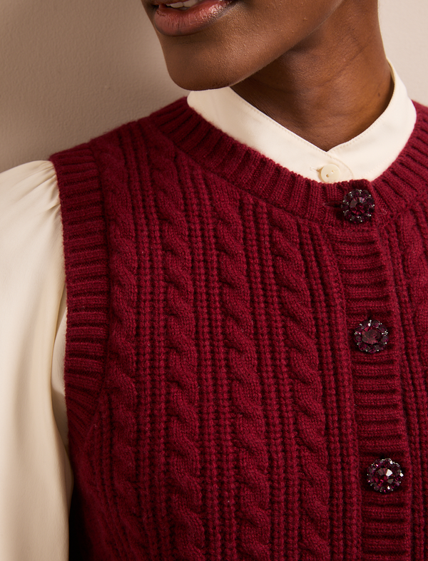 Meryl Cashmere Cable Knit - Burgundy
