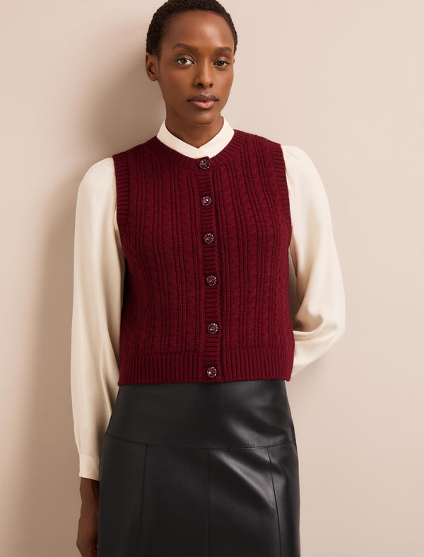 Meryl Cashmere Cable Knit - Burgundy