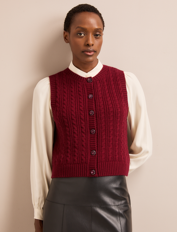 Meryl Cashmere Cable Knit - Burgundy