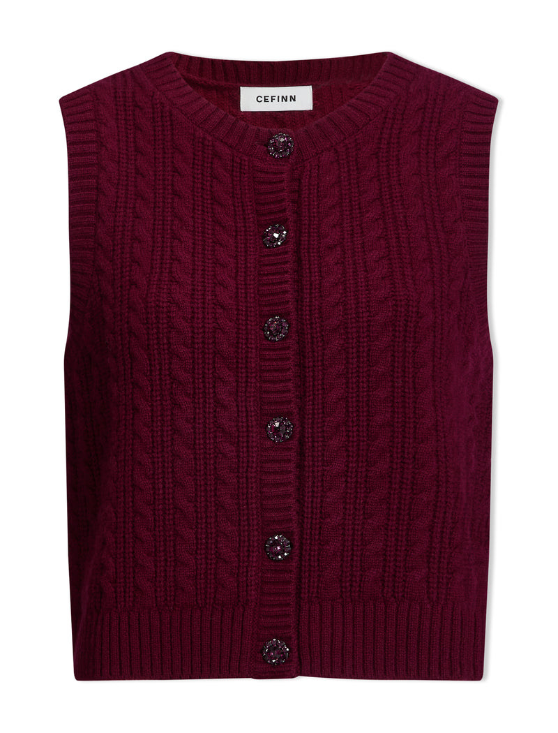 Meryl Cashmere Cable Knit - Burgundy