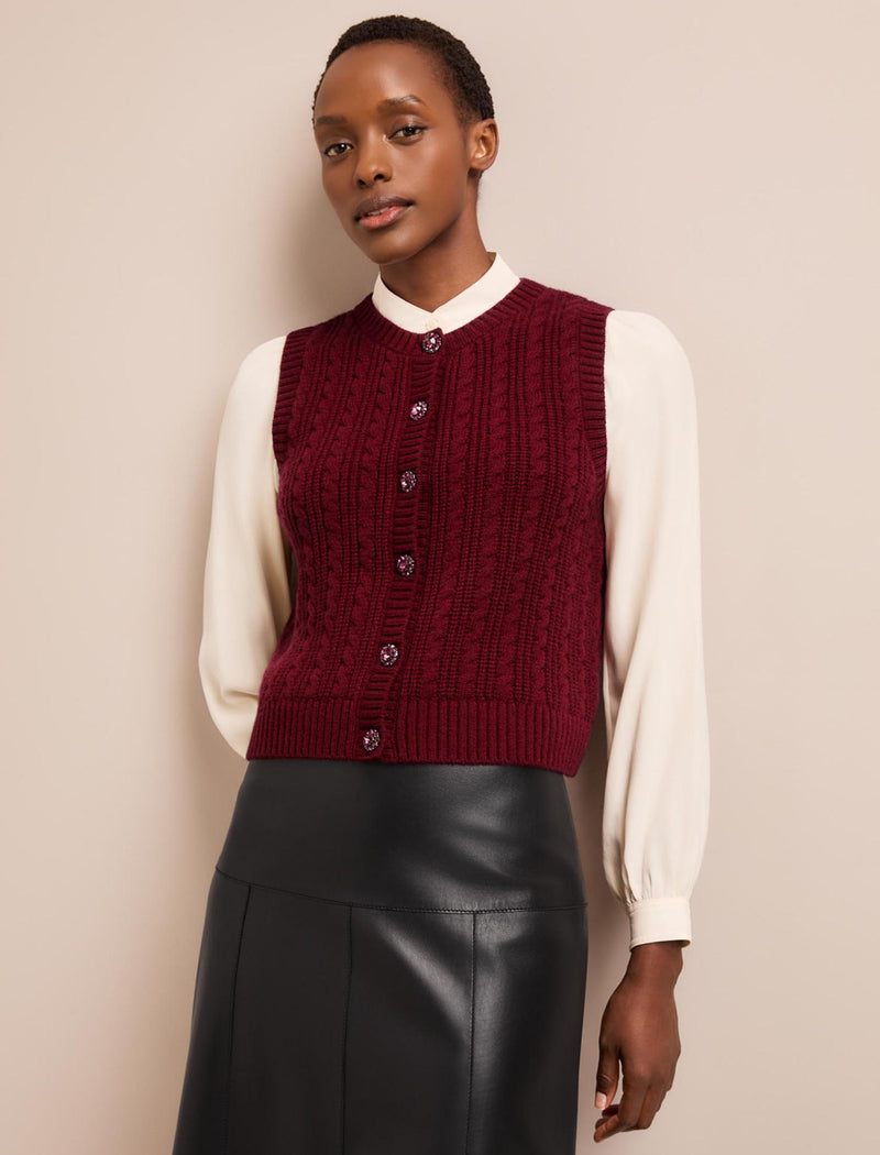 Meryl Cashmere Cable Knit - Burgundy