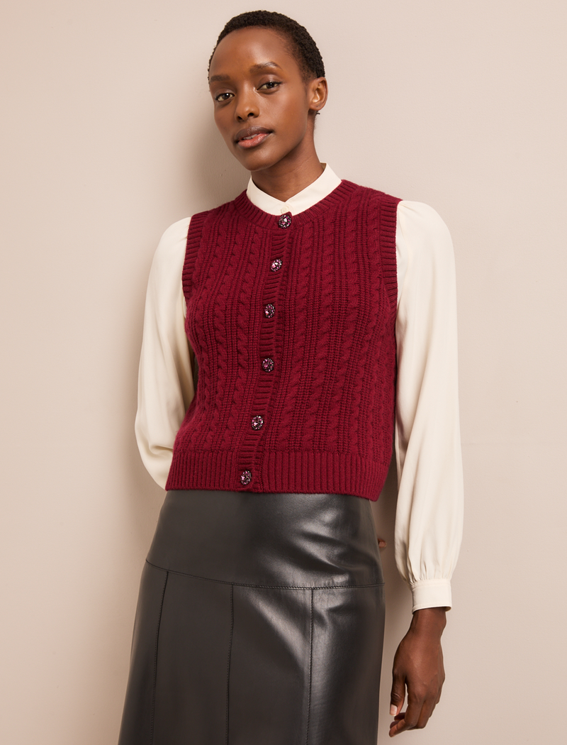 Meryl Cashmere Cable Knit - Burgundy