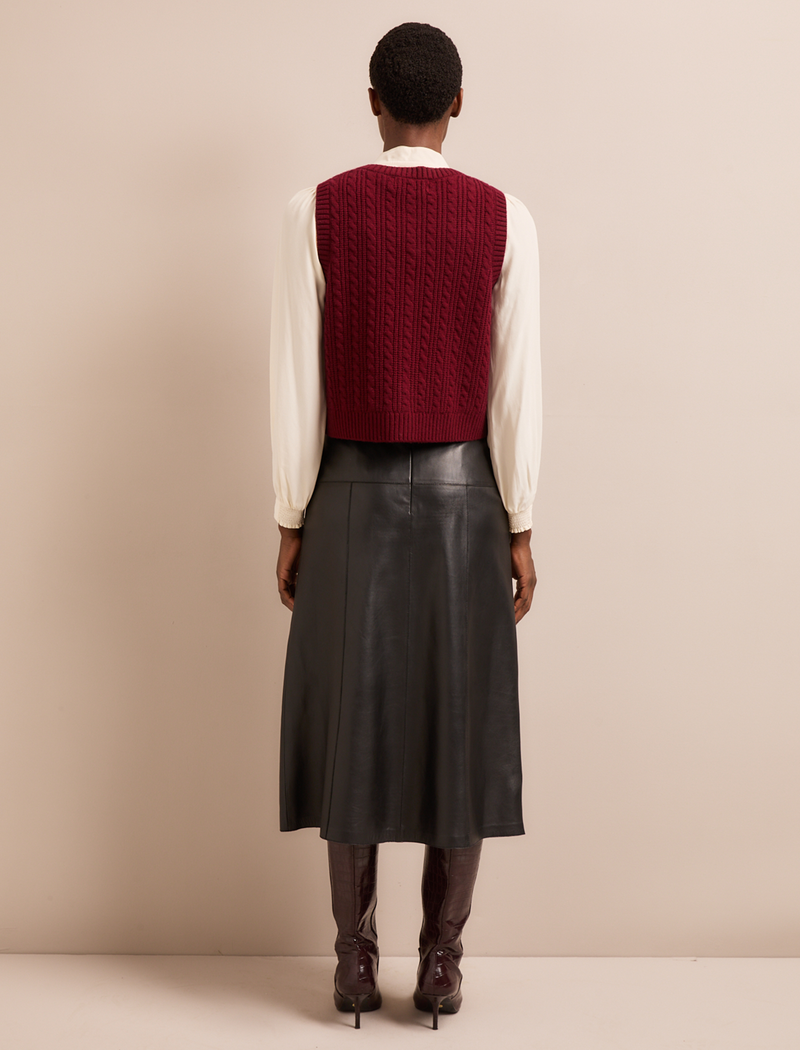 Meryl Cashmere Cable Knit - Burgundy
