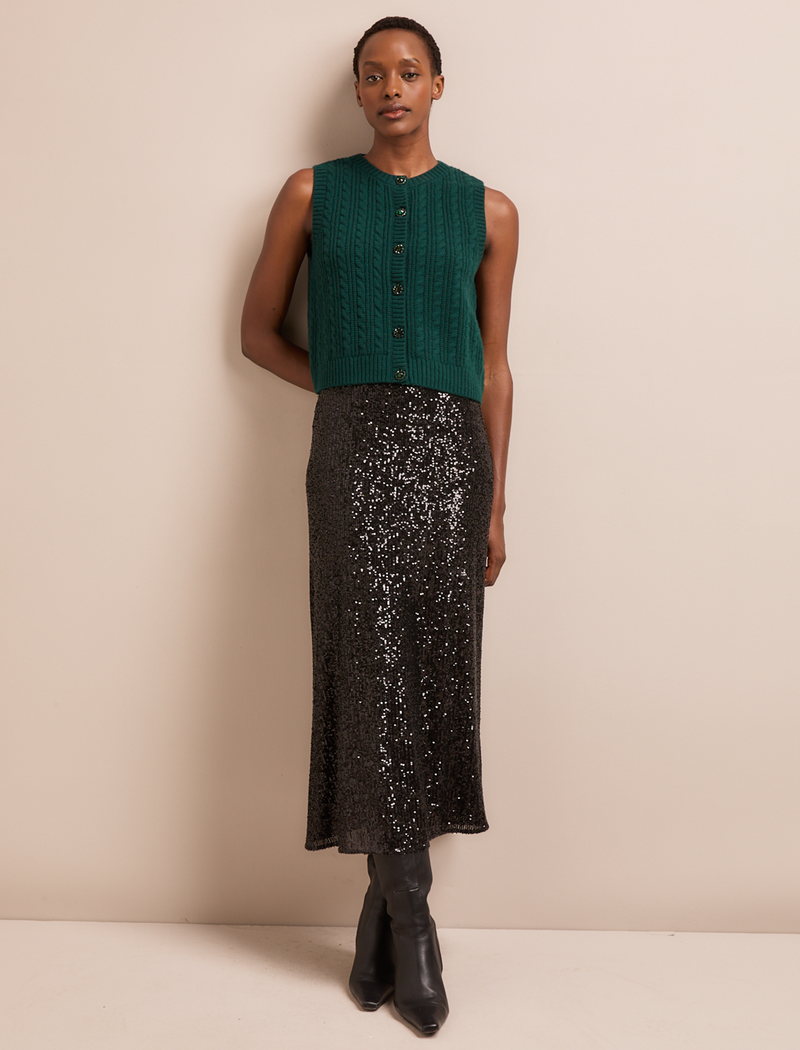 Meryl Cashmere Cable Knit - Dark Green