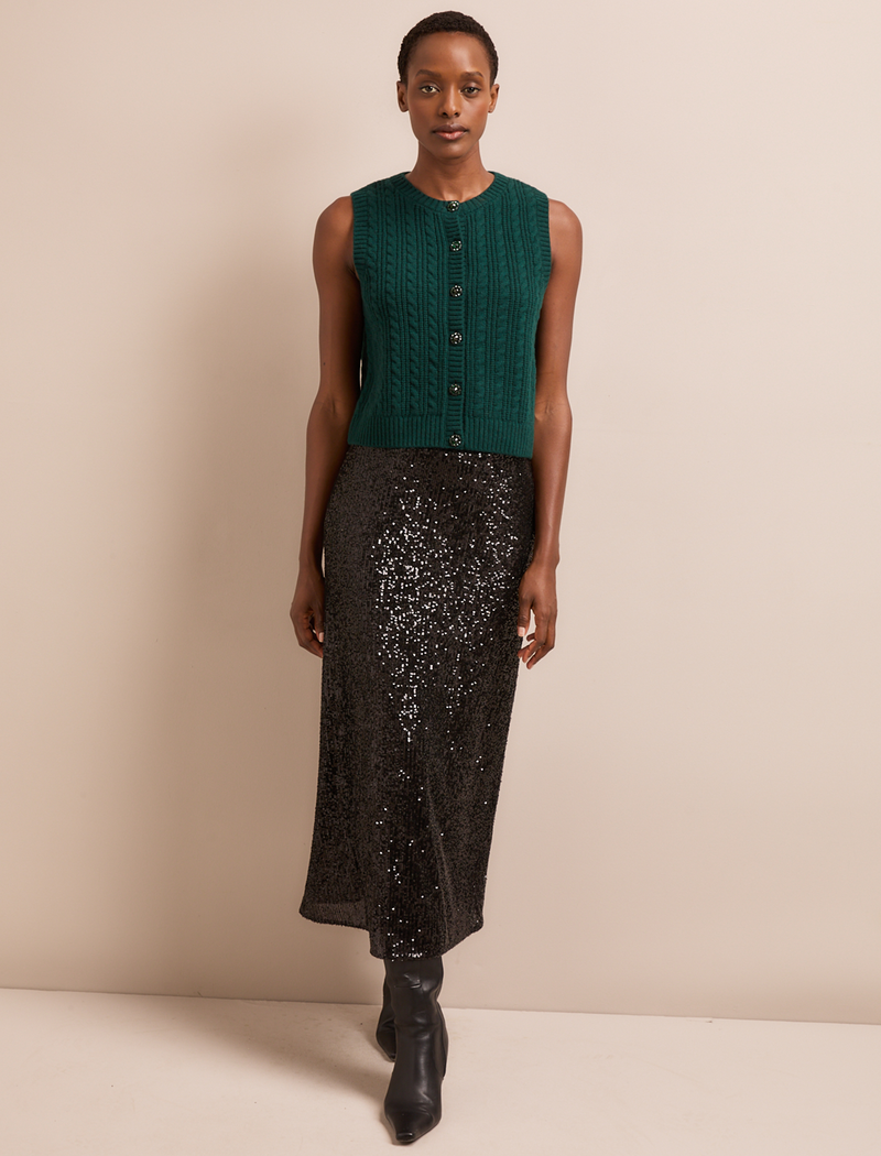 Meryl Cashmere Cable Knit - Dark Green