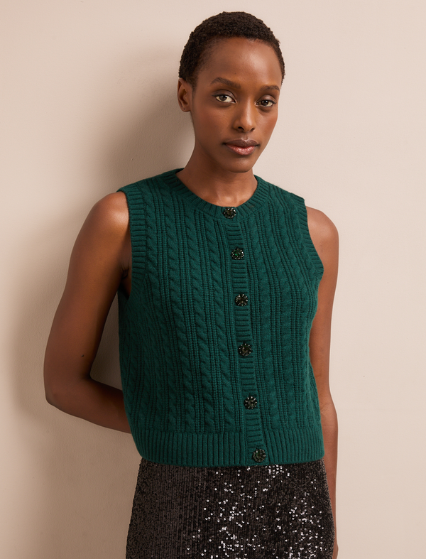 Meryl Cashmere Cable Knit - Dark Green