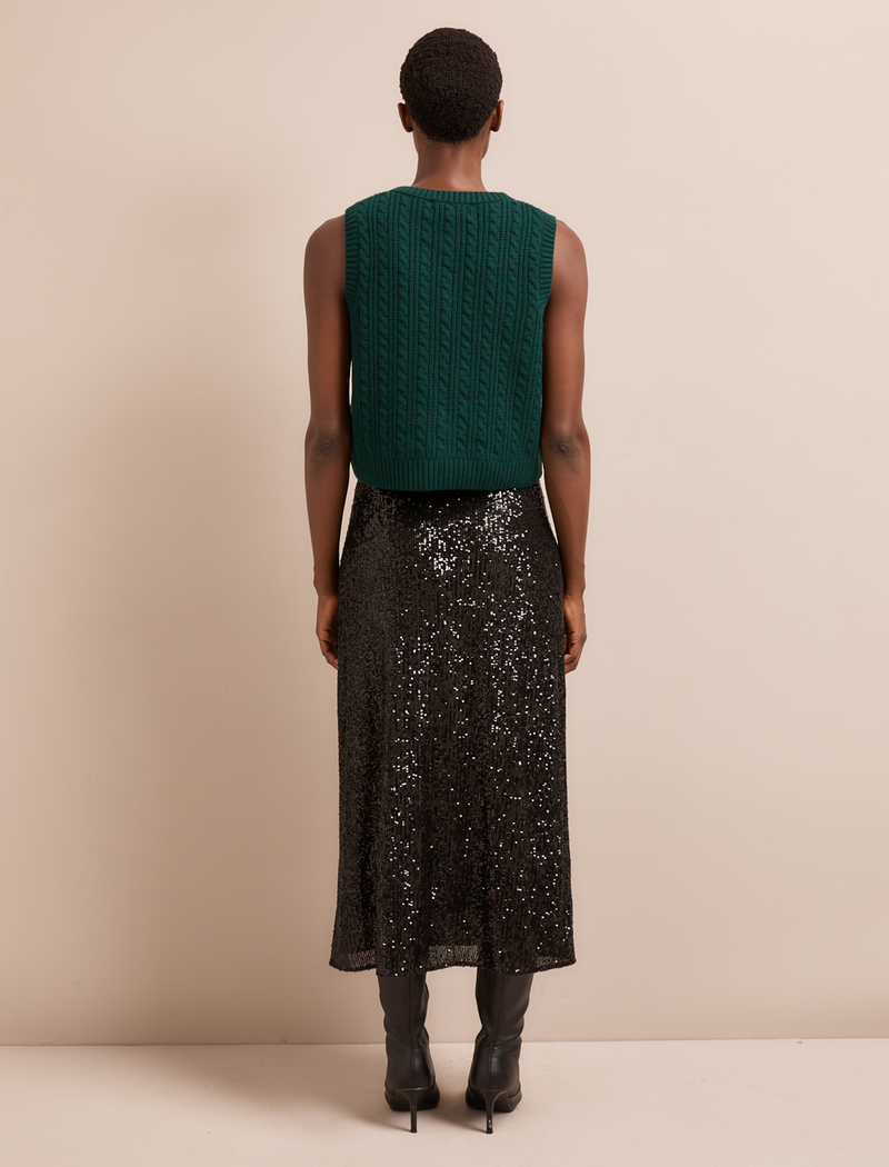 Meryl Cashmere Cable Knit - Dark Green