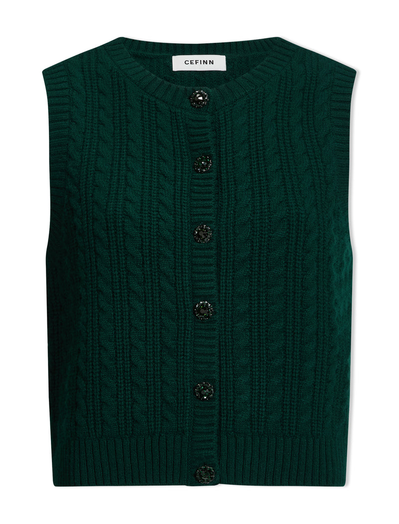 Meryl Cashmere Cable Knit - Dark Green