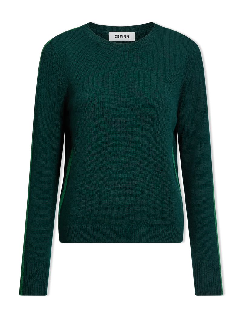 Romi Cashmere Jumper - Dark Green Mid Green