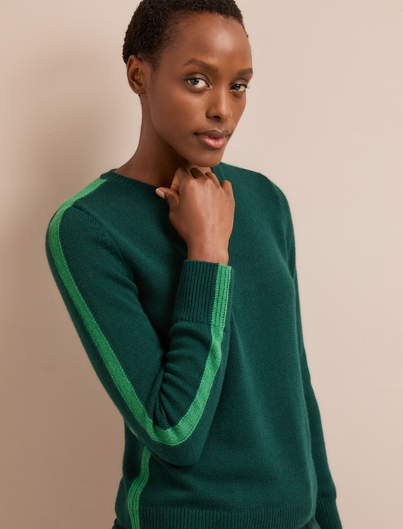 Romi Cashmere Jumper - Dark Green Mid Green