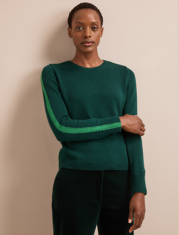 Romi Cashmere Jumper - Dark Green Mid Green
