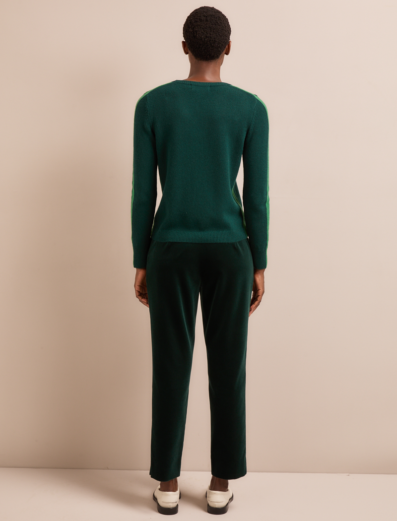 Romi Cashmere Jumper - Dark Green Mid Green
