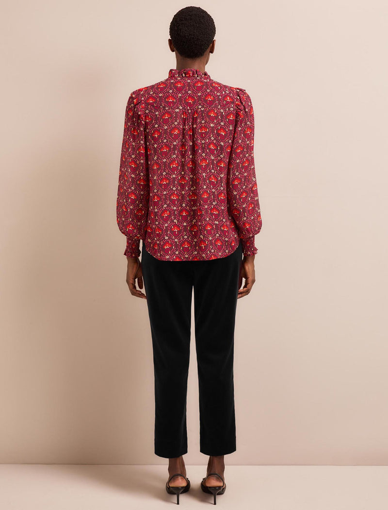 Stella Fil Coupé Blouse - Rust Burgundy Carnation Print