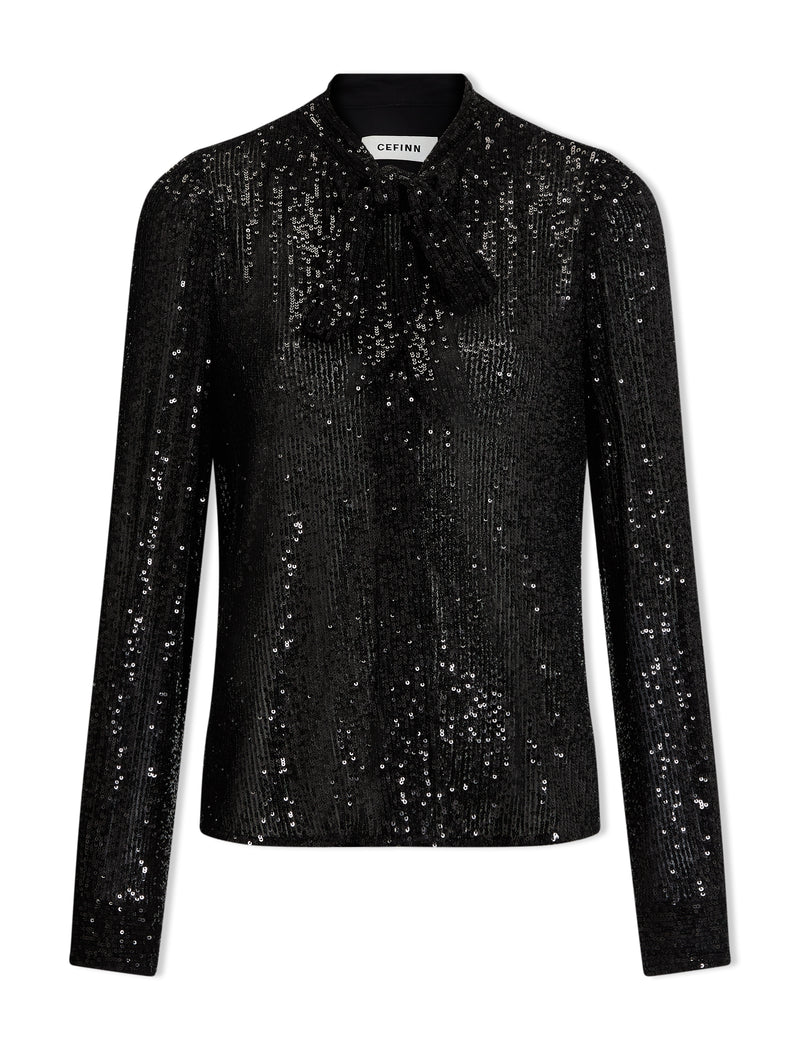 Elara Sequin Blouse - Black