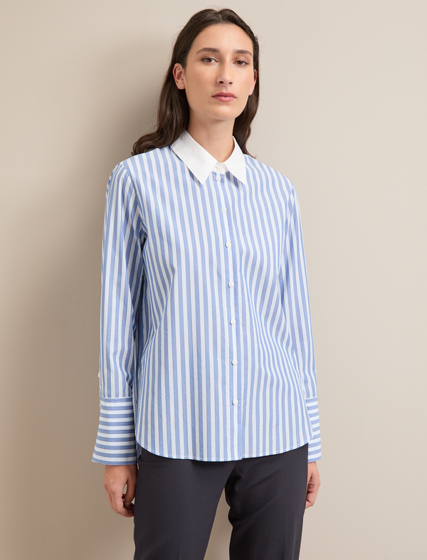 Seymour Cotton Shirt - Blue White Stripe