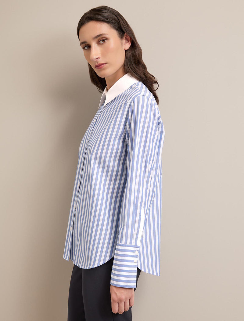 Seymour Cotton Shirt - Blue White Stripe