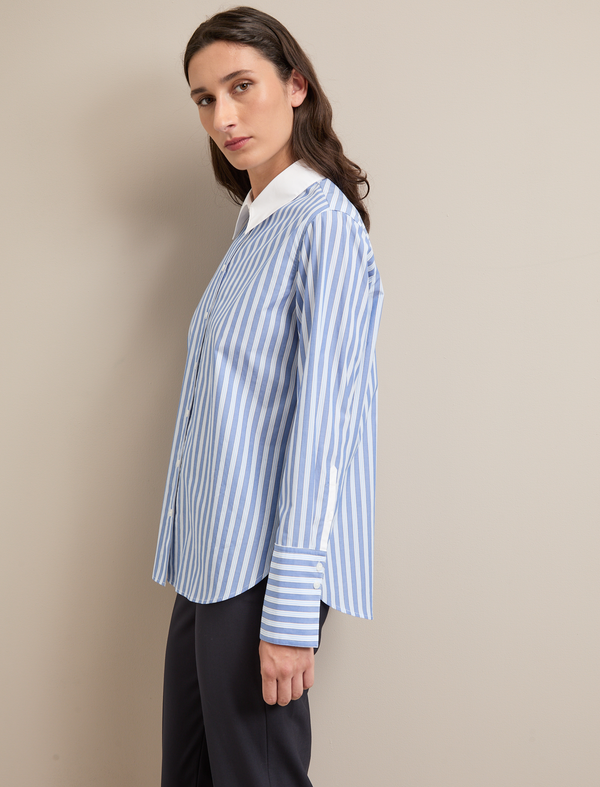 Seymour Cotton Shirt - Blue White Stripe