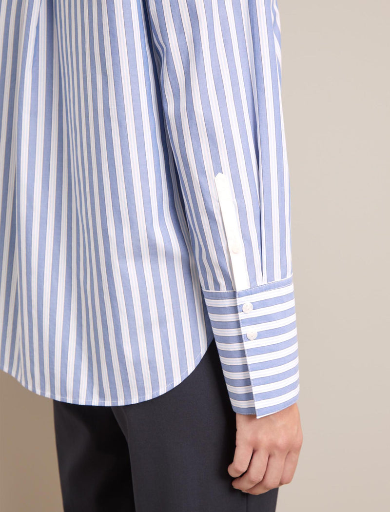 Seymour Cotton Shirt - Blue White Stripe