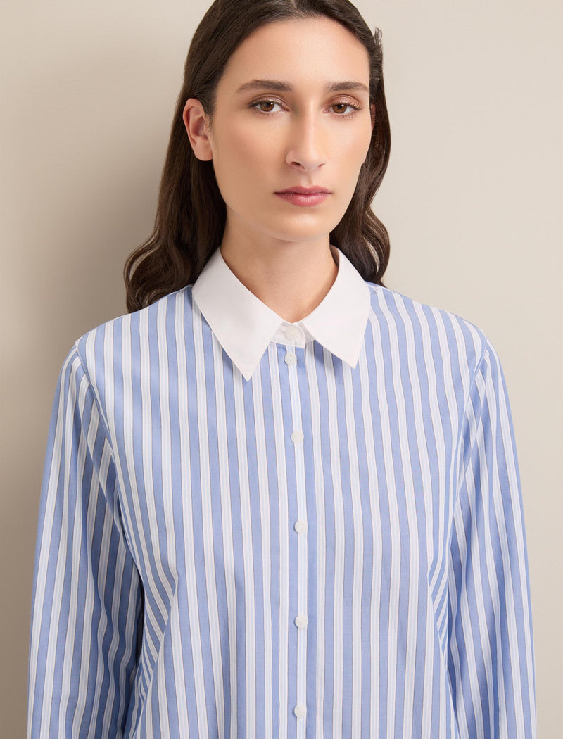 Seymour Cotton Shirt - Blue White Stripe