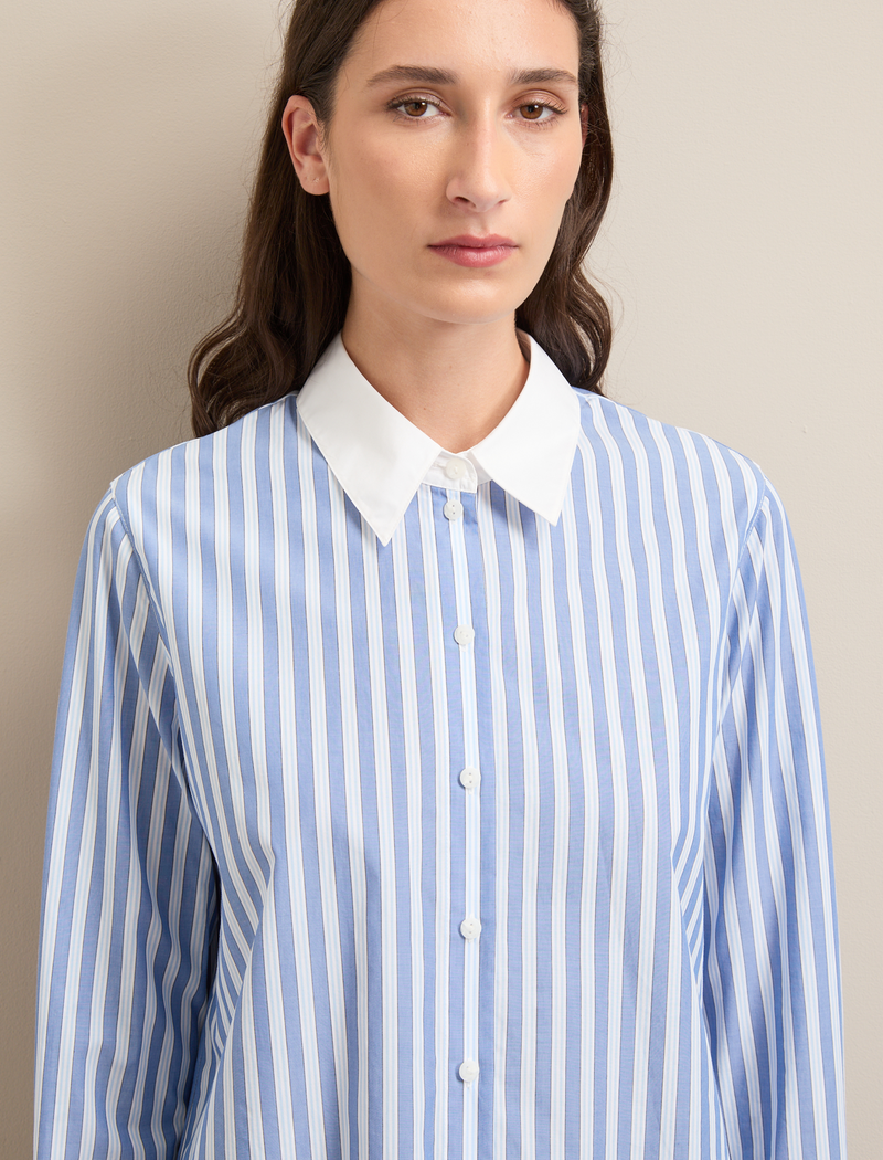 Seymour Cotton Shirt - Blue White Stripe