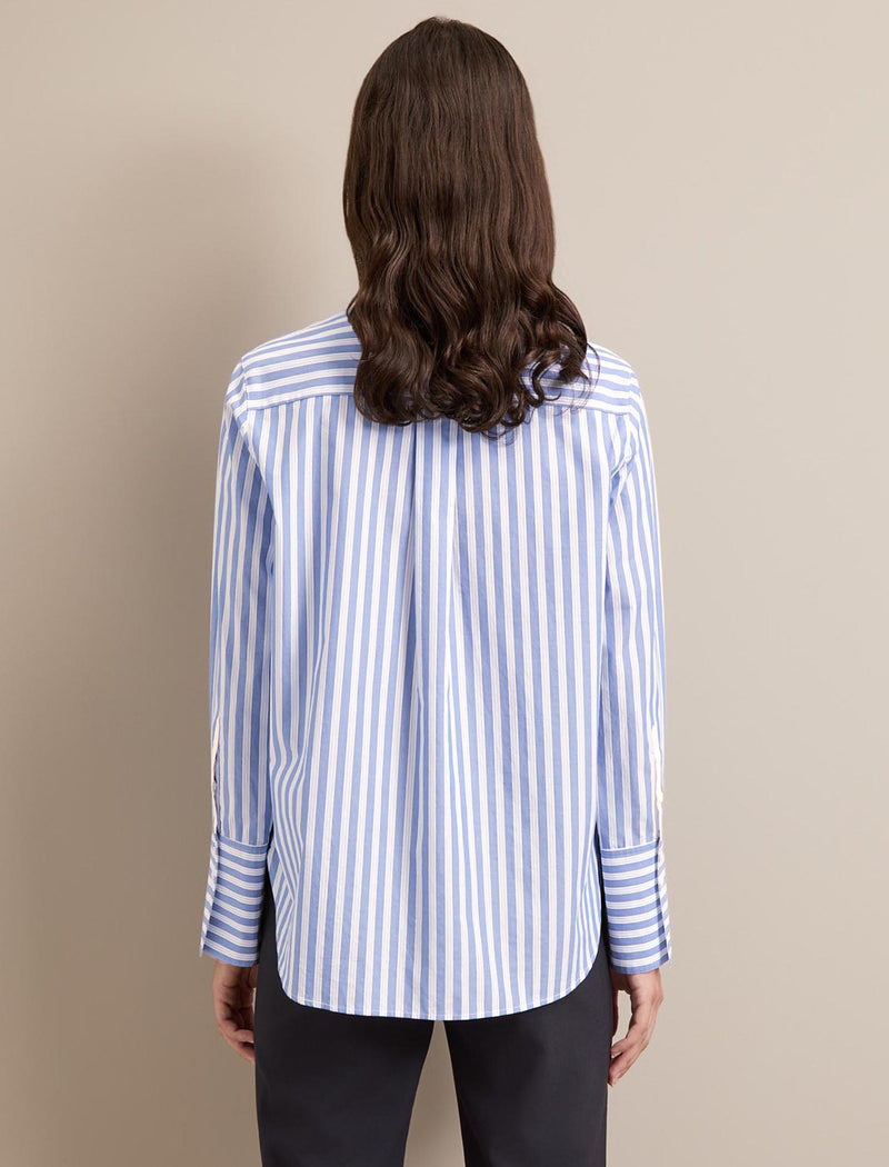 Seymour Cotton Shirt - Blue White Stripe