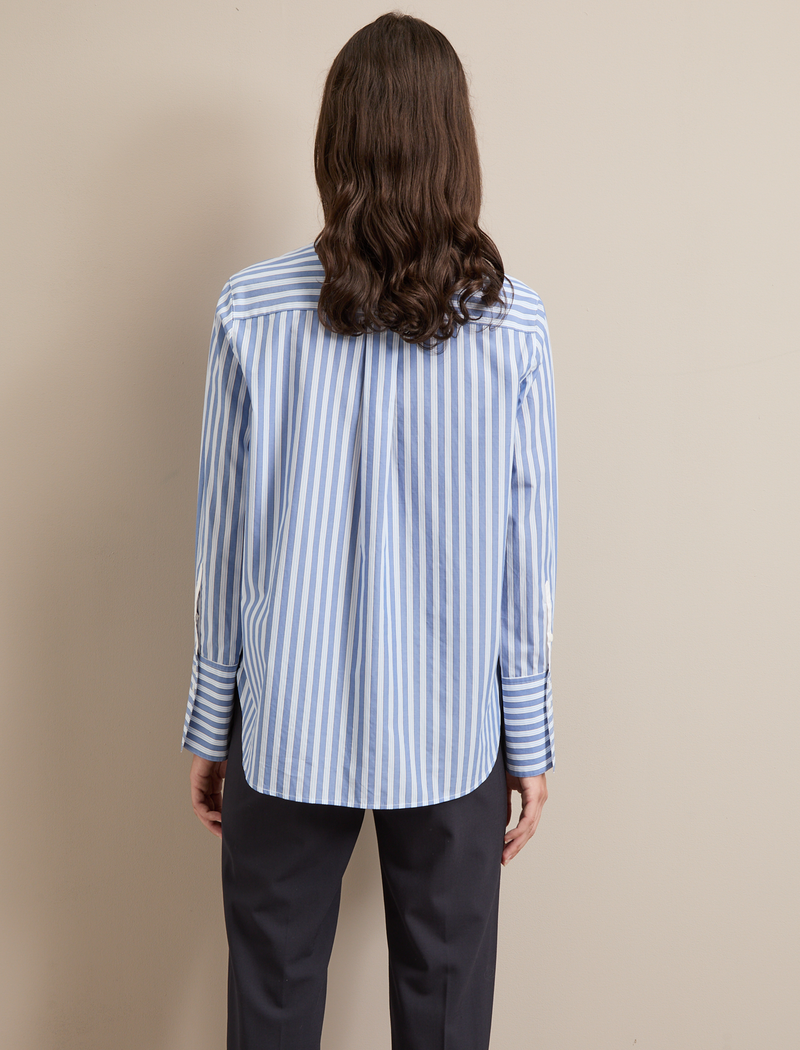 Seymour Cotton Shirt - Blue White Stripe