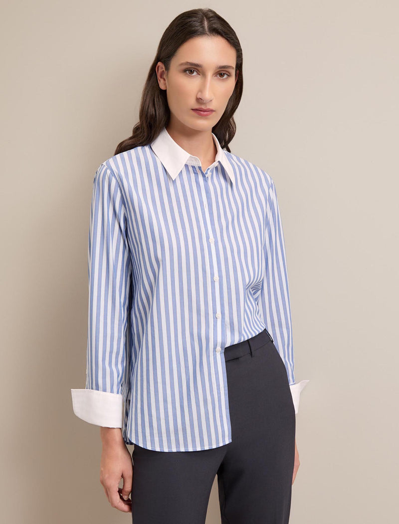Seymour Cotton Shirt - Blue White Stripe