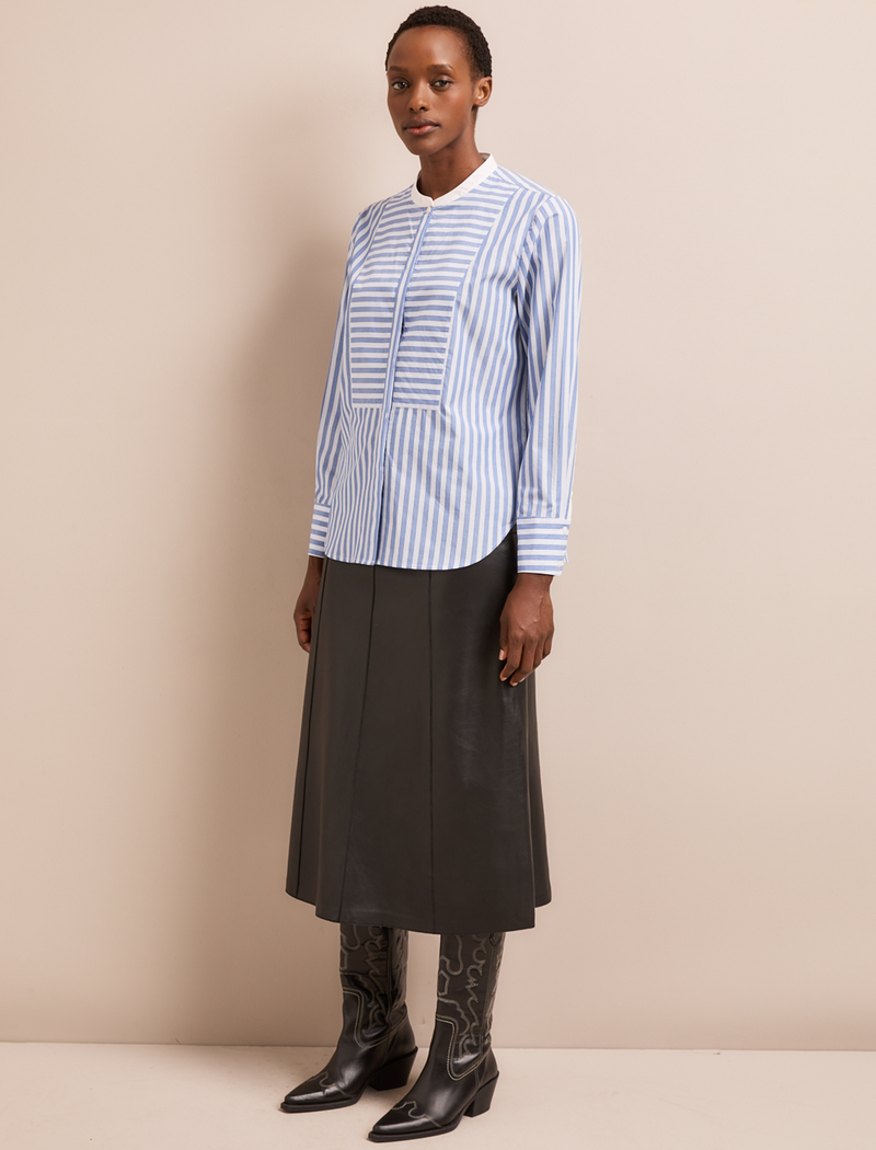 Sefton Cotton Shirt - Blue White Stripe