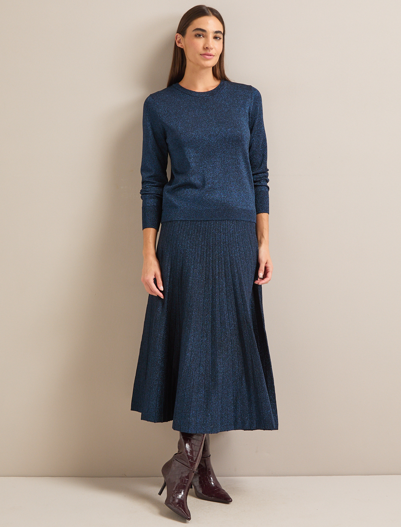 Colette Lurex Maxi Skirt - Blue